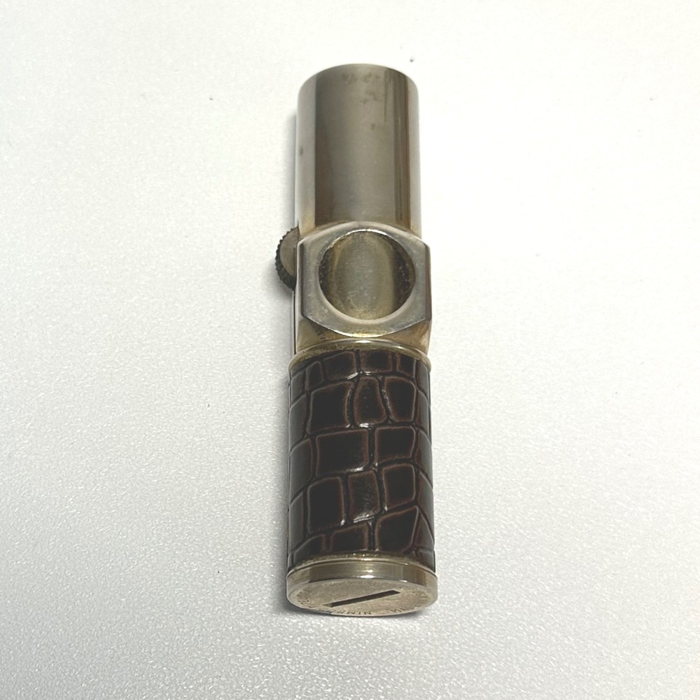 Nimrod Pipeliter Vintage Pipe Lighter Mens Brown Silver Faux Croc Skin-Untested
